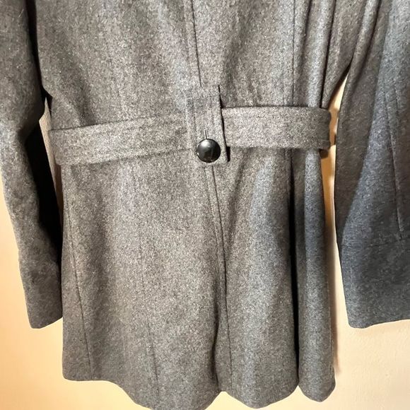 Giacca Wool Blend coat Belted Short Driving  StyleTrench Charcoal Gray size M - Picture 10 of 11